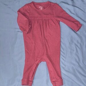 Cat & Jack Ribbed Long-Sleeve One-Piece in Rose Pink